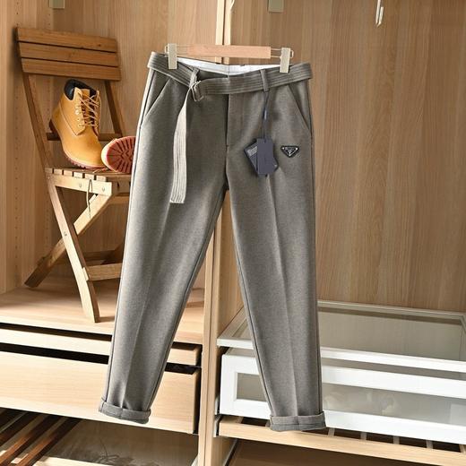 普JIA达2025春秋款毛呢三角标修身免烫腰带商务休闲西裤 商品图5