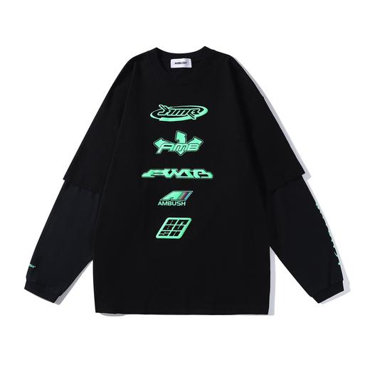 男款假两件发泡印花长袖T恤 周杰伦范丞丞同款 商品图0