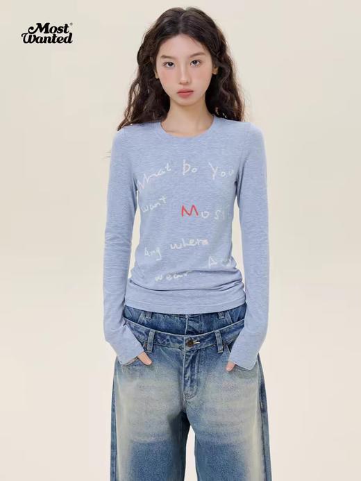 mostwantedlab彩虹/M2512082/手写字体基础彩棉长袖 商品图1
