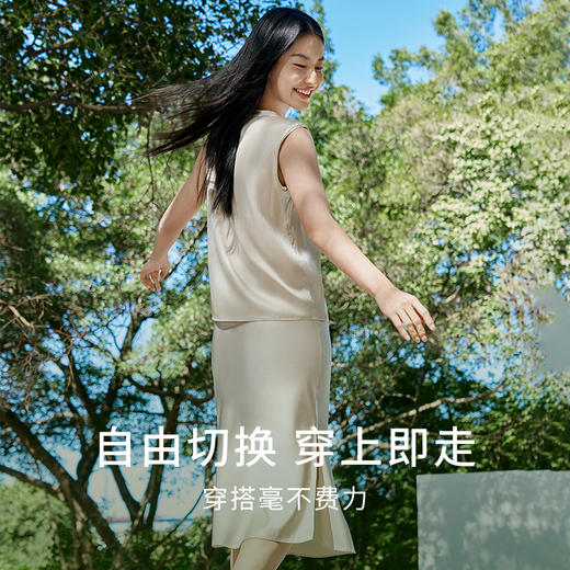金三塔100%桑蚕丝背心女宽松透气圆领舒适打底衫可外穿小衫上衣  YSFFB501 商品图3