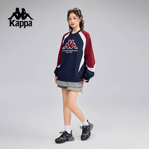 Kappa卡帕背靠背新款运动卫衣男款休闲防泼水长袖宽松圆领上衣女K0FW2XY01 商品图3