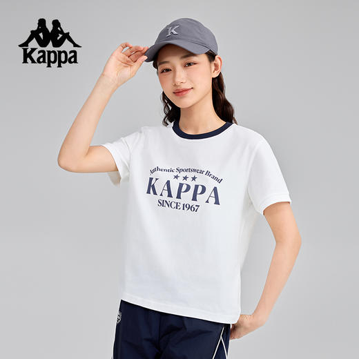 Kappa卡帕背靠背2025新款夏季运动t恤女士休闲短袖体恤纯棉上衣K0F42TD12 商品图0