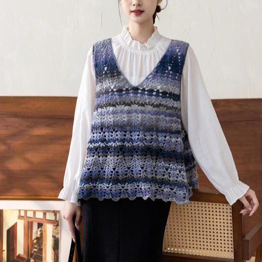 苏苏姐家箭羽背心手工DIY编织钩针上衣段染羊毛线团自制材料包 商品图1