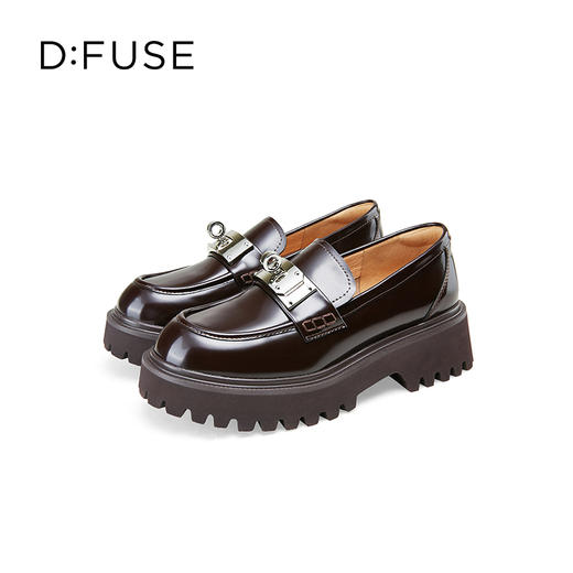 迪芙斯2025春新款轻便通勤圆环金属扣增高厚底乐福鞋通勤鞋DFD1112106 商品图12