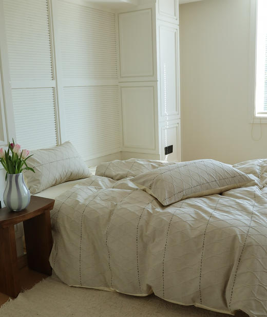 【全棉系列】  韩风色织肌理手工剪花床上四件套 水洗纯棉床单被套春夏新品1.8m 商品图9