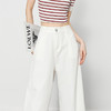 西遇慵懒风阔腿裤女新款通勤小个子高腰白色宽松牛仔裤V0050679 商品缩略图2