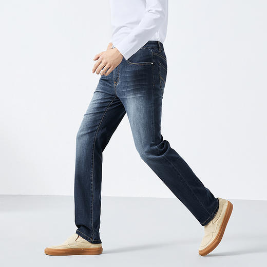 【含莱赛尔】柒牌弹力牛仔裤男春季新款潮流百搭简约水洗直筒长裤 128H72770 商品图1