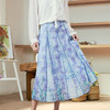 两三事 腾云越海 2025春季新款复古拼布印花压褶高腰半身裙长裙 商品缩略图2