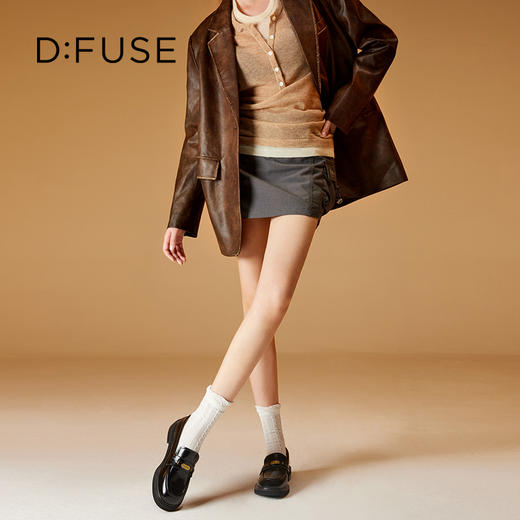 迪芙斯2025春季新款轻便通勤皮鞋英伦风轻量百搭乐福鞋DFD1112114 商品图2