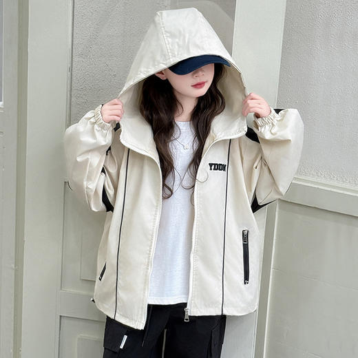 【中长款新春外套！酷飒百搭】女童春季外套 2025新款 儿童春装 女孩早春拼色 洋气女大童冲锋衣春秋-QQ 商品图5