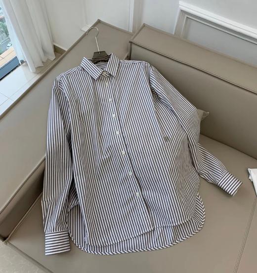 北欧小众！2025竖条纹刺绣宽松翻领长袖衬衫早春女百搭上衣！ 商品图2