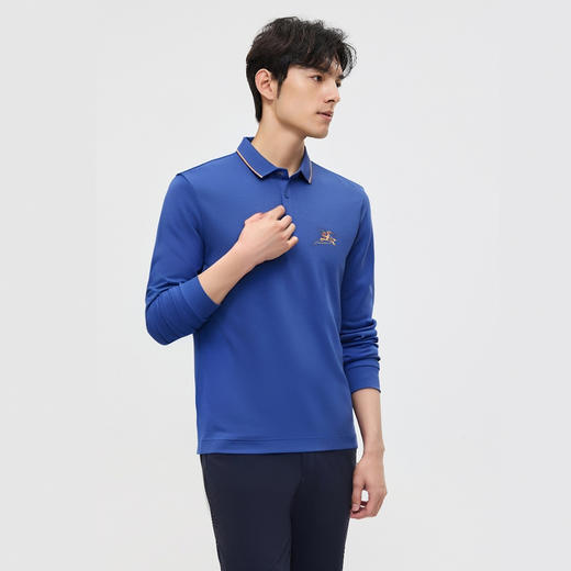 圣得西男士长袖POLO衫春季新款商务休闲通勤印花翻领打底T恤男款2412945073 商品图1