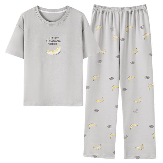 25年夏季新款女士圆领全棉家居服  可外穿纯棉短袖长裤套头睡衣 商品图4