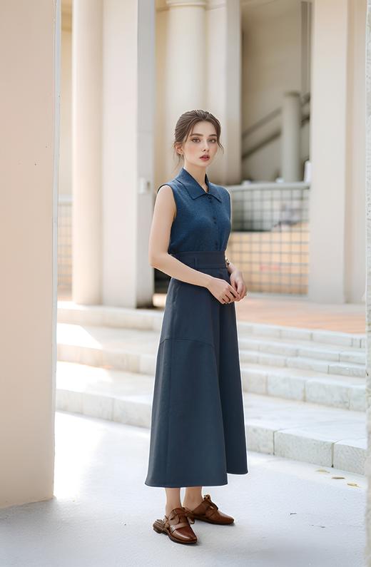 高腰不对称设计分割长款A半裙 商品图3