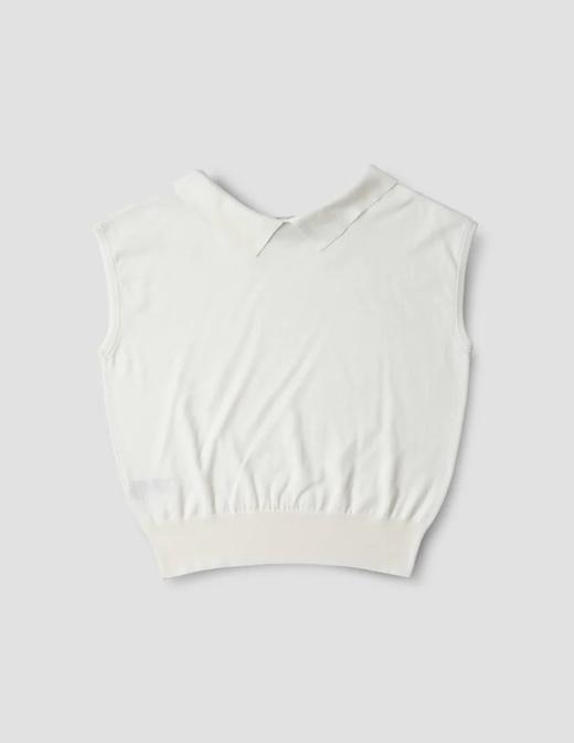 Margaret Howell  海蓝色/白色意大利棉麻翻领针织上衣 商品图13