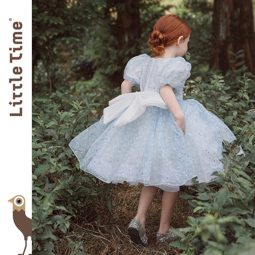 Littletime女童2025新款夏装小女孩泡泡袖公主裙儿童碎花连衣裙 商品图3