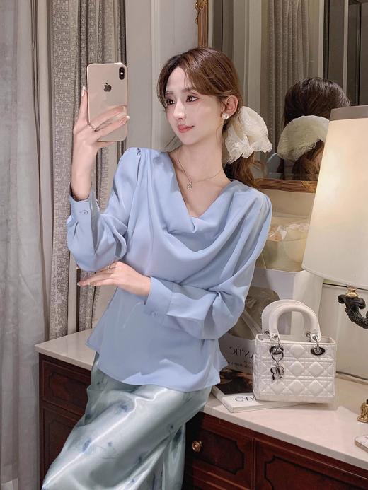 张心子【油画蔷薇】春夏高腰缎面碎花印花半身裙 U2503015 商品图13