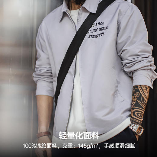 工装优选美式复古字母刺绣教练夹克翻领宽松外套廓形休闲上衣男春 商品图3