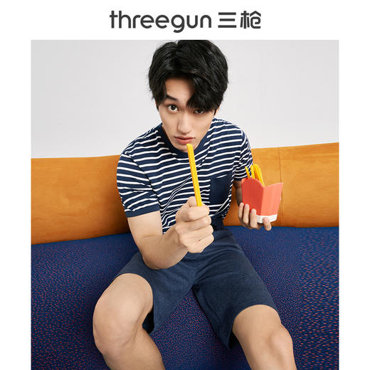 Threegun三枪 【花灰水柔棉】男士家居短裤-50523B011 商品图2