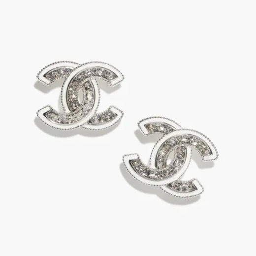 CH-J 25C 银色大号满钻双C耳钉 商品图1