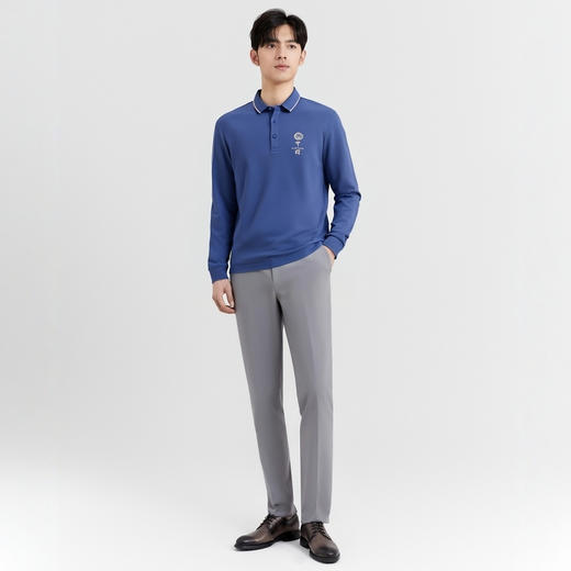 圣得西长袖POLO衫男款2025年时尚商务休闲春季新款撞色翻领T恤男2412945101 商品图4