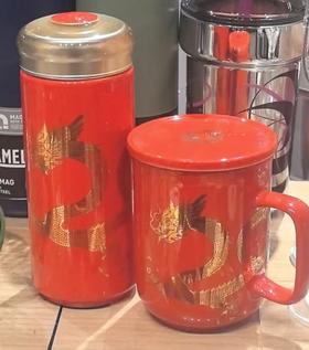 【样品清仓特惠3折，仅1套，无货退款】乾唐轩活瓷杯送礼佳品鸿运龙陶瓷随身杯中国风送礼礼盒装龙年定制 鸿运金龙随身杯·中国红