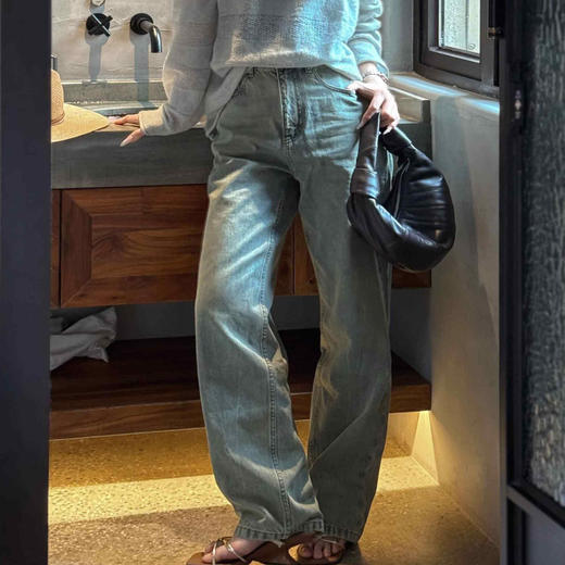 顺丰包邮洛诗琳20955春季新款复古时尚锥形高腰显瘦牛仔裤女20771 商品图0