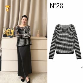 【破价】2025春秋款条纹镂空套衫女装宽松长袖针织衫8951C1M053