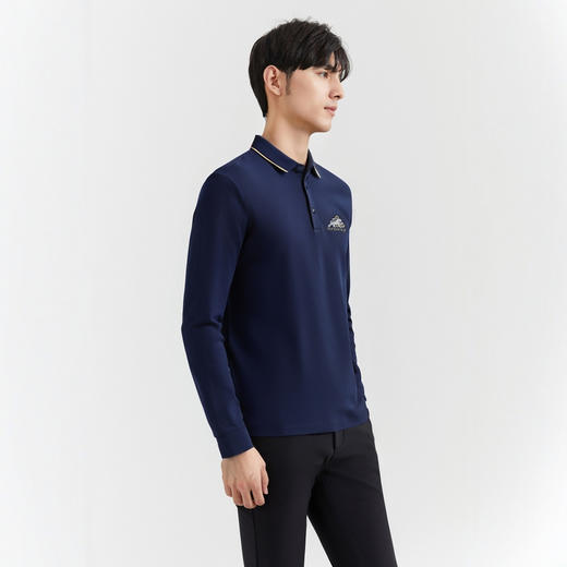 圣得西POLO衫男2025年春季新款翻领商务休闲通勤百搭男士长袖T恤2412945090 商品图2