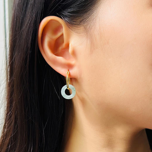 yszz-03005- 天然A货翡翠国风简约圆环耳环s925银针-RJ022 商品图5