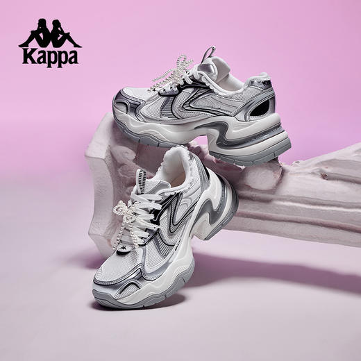 Kappa卡帕背靠背老爹鞋女鞋2025春季新款跑步鞋厚底网面运动鞋子K0F45MC53 商品图2