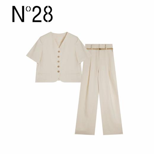 【破价】N°28 夏款简约气质“米兰”西装两件套圆领短款外套套装 商品图2