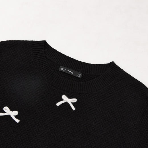 【限时秒杀】【立体蝴蝶结】软糯短袖针织衫女短款薄款圆领毛衣V0650269 商品图5