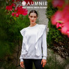 AUMNIE澳弥尼赋能荷叶上衣宽松舒适白色百搭小众设计感荷叶边卫衣 商品缩略图0