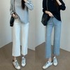 垂顺挺括！2025四面弹力宽松显瘦高腰脚口开衩九分法棍牛仔裤女款! 商品缩略图0
