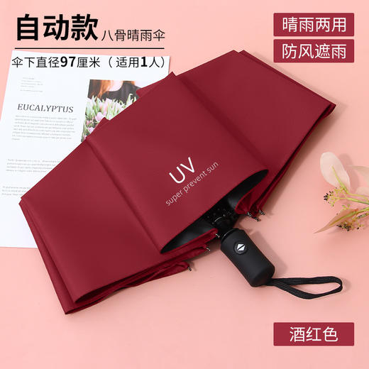 【UVA+50晴雨两用❗️8骨黑胶全自动伞】防晒抗风暴折叠晴雨伞，随身携带方便，0透光，迷你超轻便！防紫外线防晒帽太阳伞，雨衣遮阳伞夏日L 商品图5