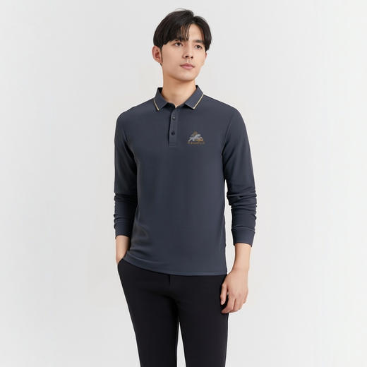 圣得西POLO衫男2025年春季新款翻领商务休闲通勤百搭男士长袖T恤2412945090 商品图3