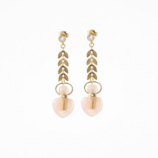 MELI&MOLI【火】芙蓉石迷你爱心瓶 925银柳叶耳吊【D类】 商品图0