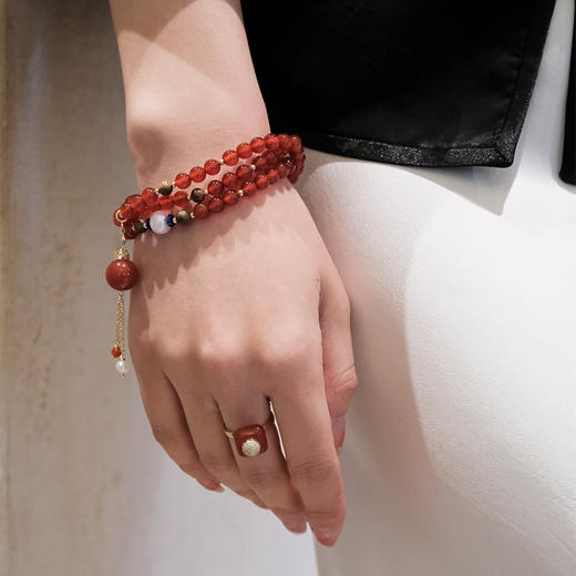 MELI&MOLI【火】红玛瑙迷你香薰瓶 珍珠点缀圆珠手串【D类】 商品图1