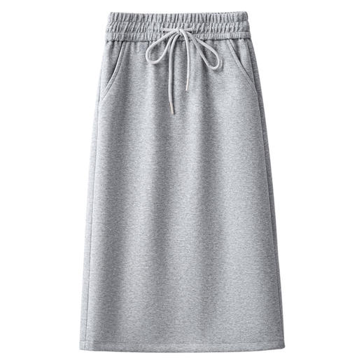 丁摩 灰色卫裙半身裙女春秋新款中长款遮跨显瘦高腰a字裙中长裙5ZF-D862 商品图4