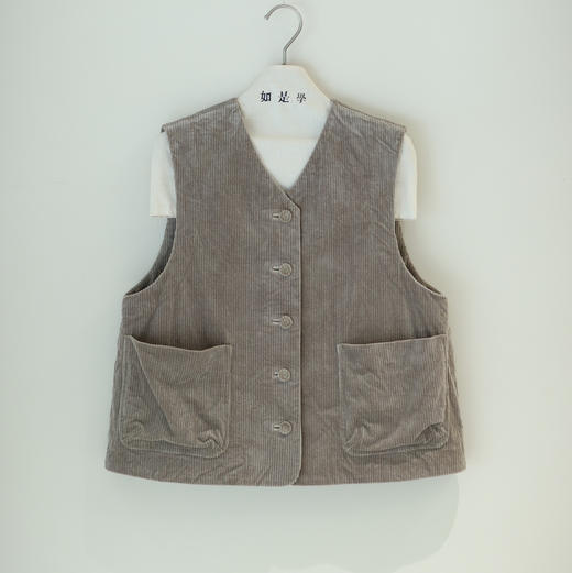 黄阿福 雾灰色棉灯芯绒马甲 商品图0