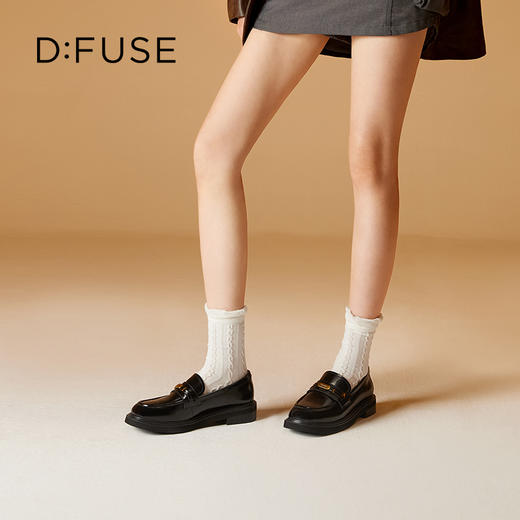 迪芙斯2025春季新款轻便通勤皮鞋英伦风轻量百搭乐福鞋DFD1112114 商品图3