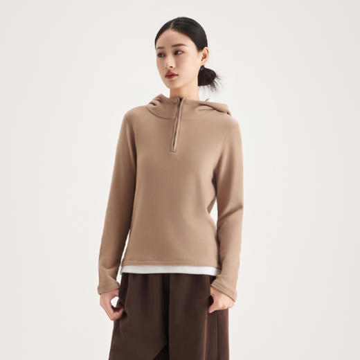 weyo春款女假两件时尚撞色连帽打底衫880086 商品图1