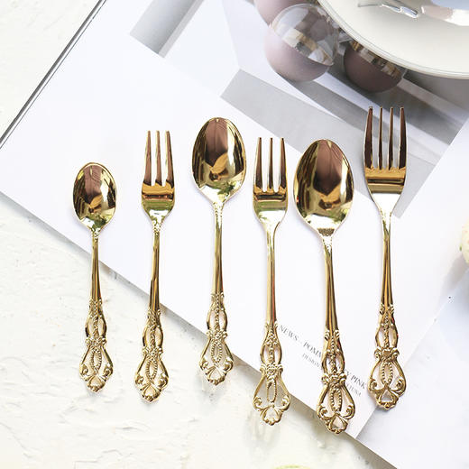 日本进口高桑金属符文金色茶匙 商品图0