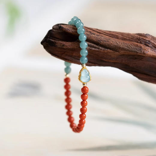 半山半水南红翡翠福禄手串5mm  蓝山翡翠水头好甄选满肉南红温润细腻色泽纯正一物一证 商品图3