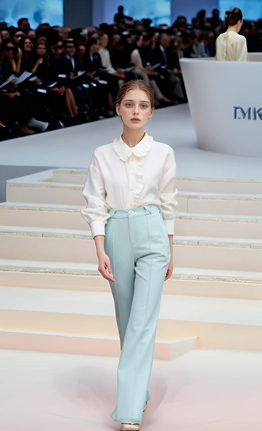 前捏挺廓缝长腿微喇裤 商品图0