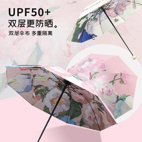 【颜值爆棚❗️UPF50+黑胶晴雨伞】晴雨两用，防紫外线，遇水成珠，雨伞大号自动女遮阳伞八骨油画L