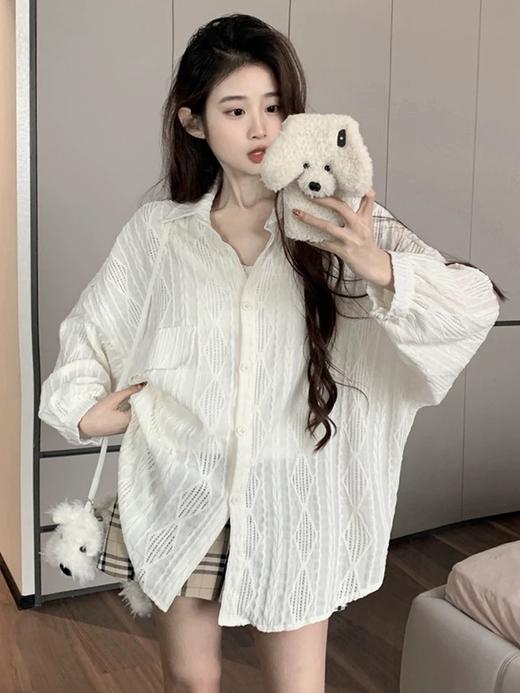 早春穿搭❗️小镂空➕白衬衫=绝美💞 【伊泺杉法式镂空防晒衬衫】❗️超级心动，垂感满分，软而不塌！ 🔥超重工小镂空设计！ 商品图3