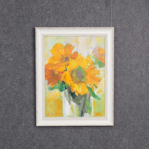 张西《向日葵》油画39CM*29CM 手绘油画布雅致小品【YH0047】 商品图5