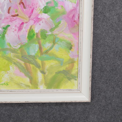 张西《粉百合》油画39CM*29CM 手绘油画布雅致小品【YH0049】 商品图5